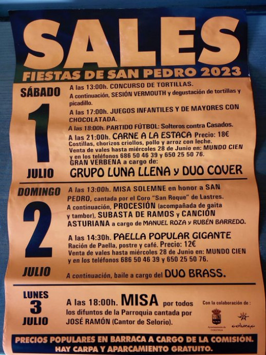 Fiestas de San Pedro 2023 en Sales - Colunga - Concejo de Colunga