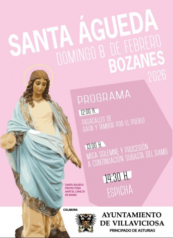 Bozanes celebra Santa Águeda 2026 con pasacalles, misa solemne y espicha popular en Villaviciosa