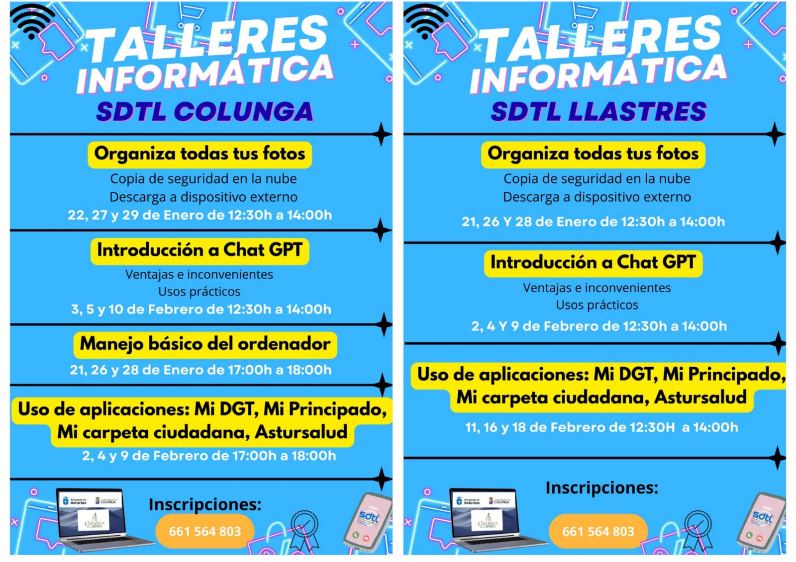 Los SDTL de Colunga y Lastres organizan talleres de informática con formación práctica sobre ordenador, nube y ChatGPT - Concejo de Colunga