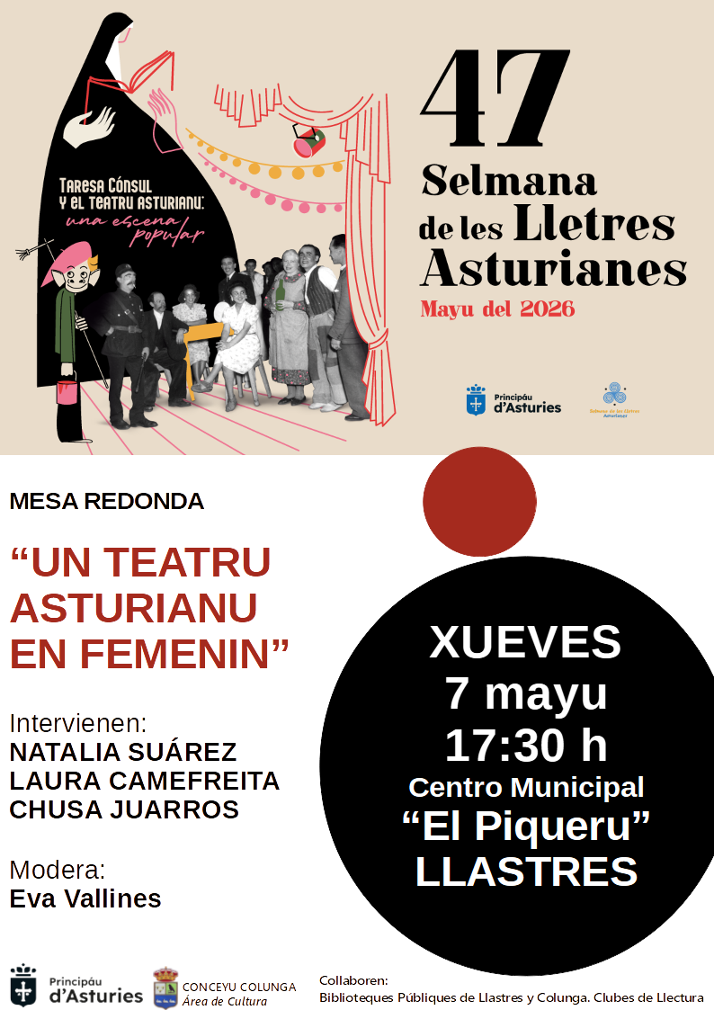 Llastres será escenario de la Selmana de les Lletres con una mesa redonda sobre teatro en femenino - Concejo de Colunga