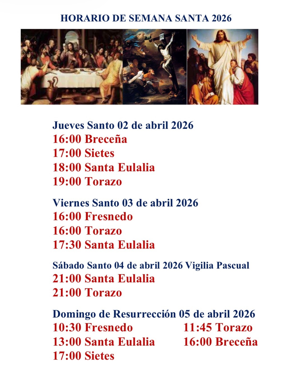 Torazo, Pandenes, Breceña y el valle de Villaviciosa organizan una Semana Santa 2026 con celebraciones en varias parroquias - Concejo de Cabranes