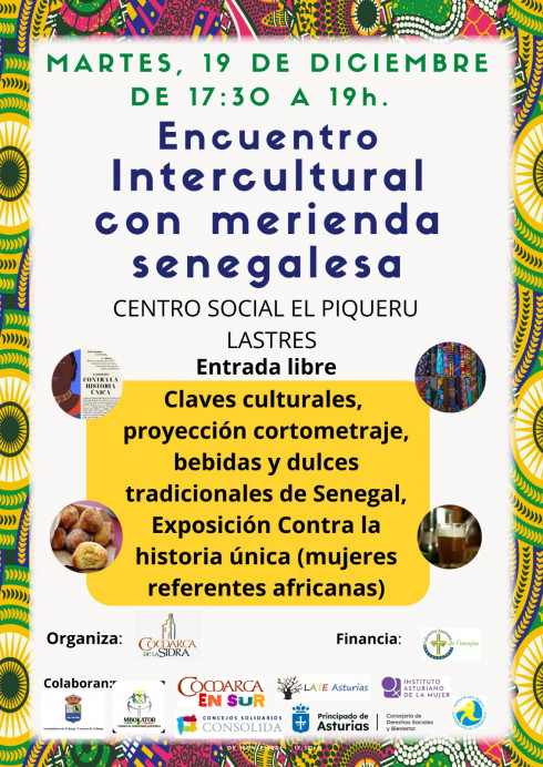 Encuentro Intercultural con merienda senegalesa, martes, 19 de diciembre, en Llastres - Concejo de Colunga