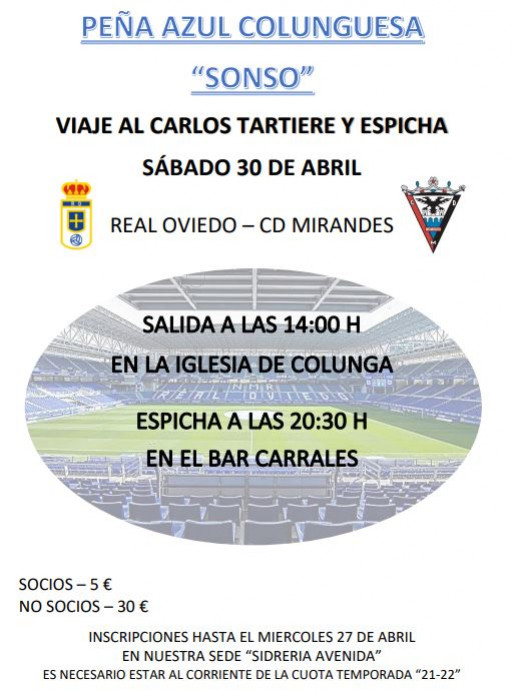 Peña Azul Sonso de Colunga, viaje al Oviedo Mirandés - Concejo de Colunga