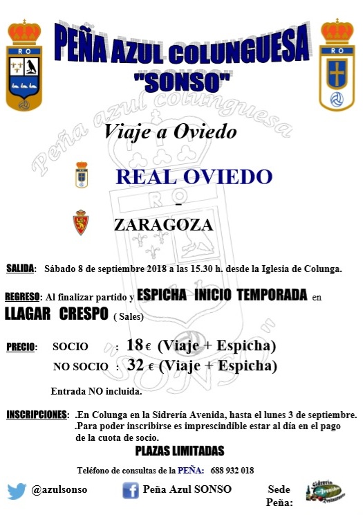 Viaje al partido R.Oviedo vs Zaragoza - Concejo de Colunga