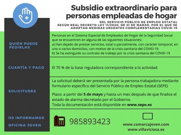 Subsidio extraordinario para personas integradas en el Sistema Especial de Empleados de Hogar - Concejo de Villaviciosa