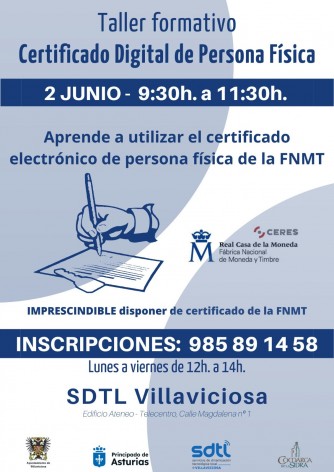 Villaviciosa organiza un taller gratuito para aprender a usar el certificado digital de la FNMT