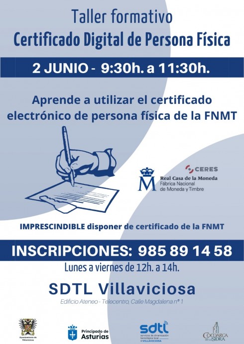 Villaviciosa organiza un taller gratuito para aprender a usar el certificado digital de la FNMT