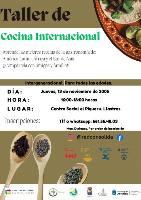 Taller de cocina internacional en Llastres: sabores de México, Marruecos, India y Brasil - Concejo de Colunga
