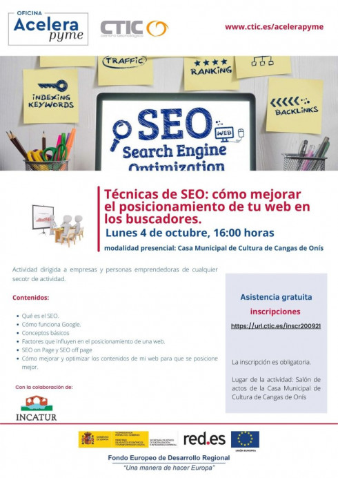 Taller de SEO: mejora el posicionamiento de tu web en los buscadores - Concejo de Cangas de Onís