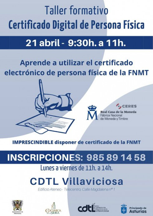 Taller Certificado Digital de Persona Física: cómo usar el certificado digital de persona física de la FNMT - Concejo de Villaviciosa