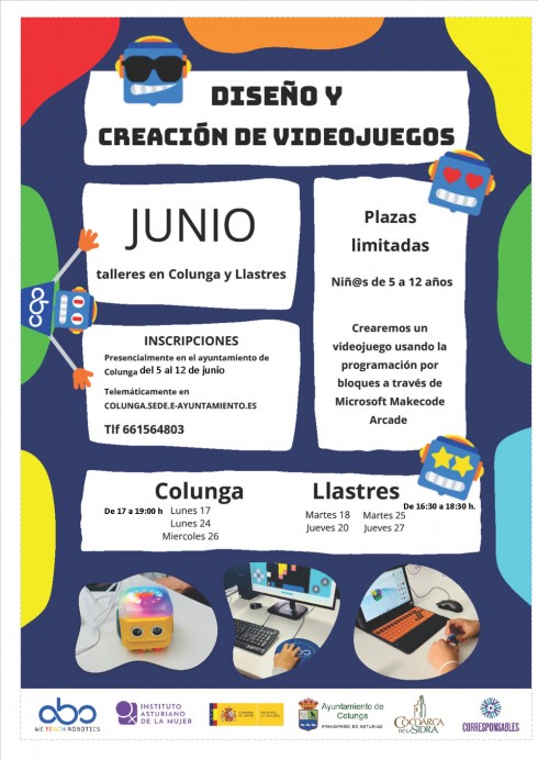 Talleres ‘Robótica, impresión 3D y diseño y creación de videojuegos’ en Colunga y Llastres - Concejo de Colunga