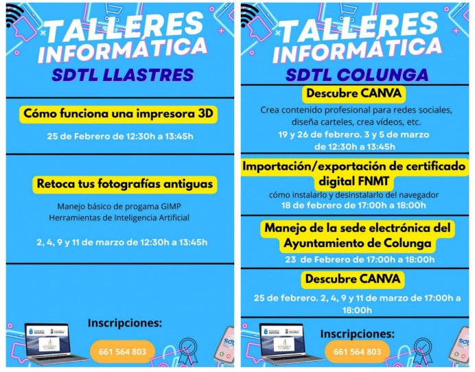 La SDTL de Colunga y Llastres ofrecen nuevos talleres de informática sobre impresión 3D, Canva y administración electrónica - Concejo de Colunga