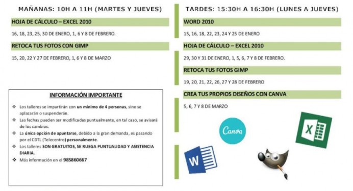 Talleres en el Telecentro de Ribadesella - Concejo de Ribadesella