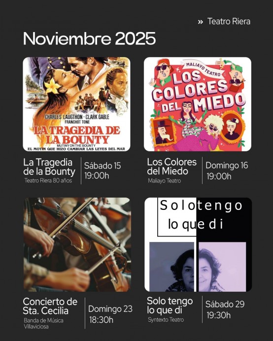 Noviembre llega cargado de cultura al Teatro Riera de Villaviciosa - Concejo de Villaviciosa