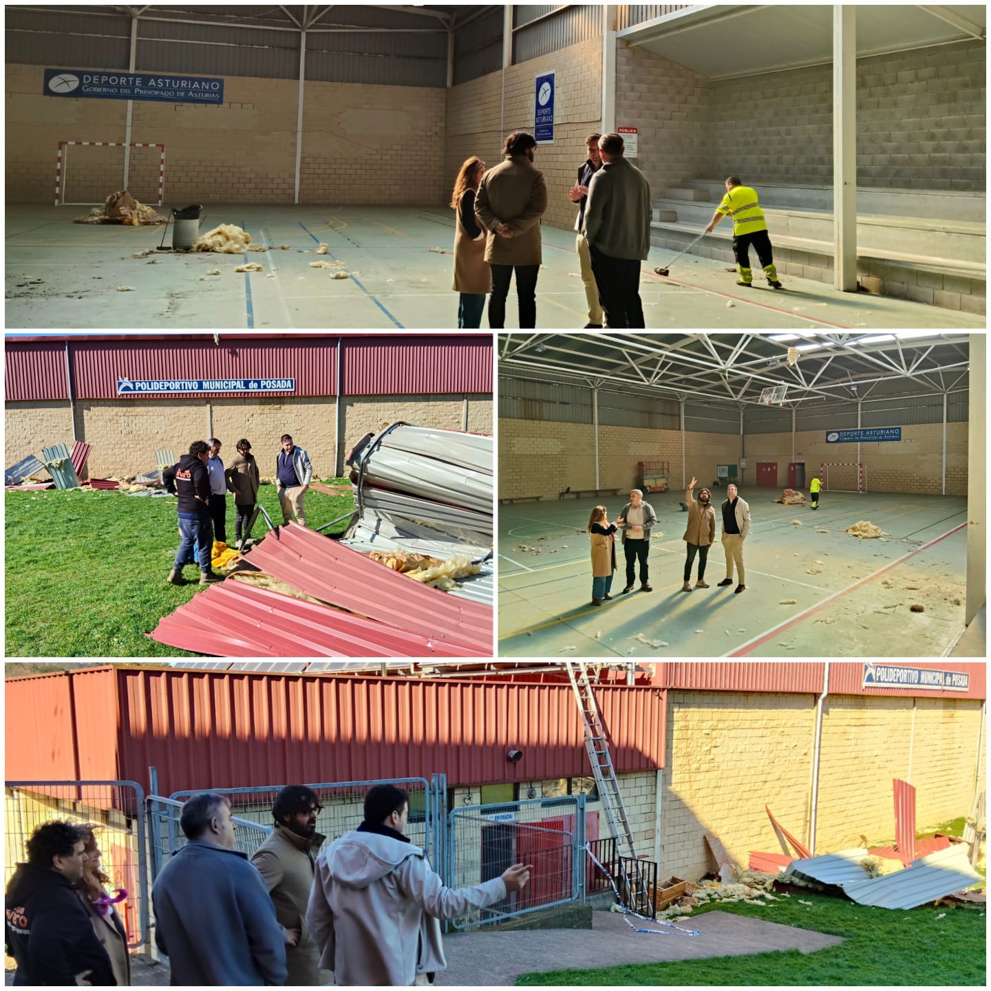 El alcalde de Llanes supervisa los daños del temporal en el Polideportivo de Posada y en varios puntos del concejo - Concejo de Llanes