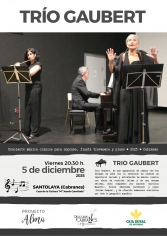 Trío Gaubert ofrece un concierto de música clásica en Santolaya de Cabranes este 5 de diciembre