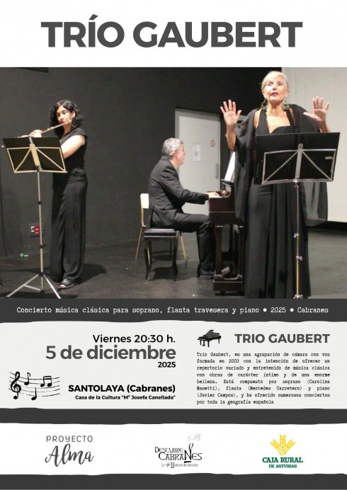 Trío Gaubert ofrece un concierto de música clásica en Santolaya de Cabranes este 5 de diciembre - Concejo de Cabranes