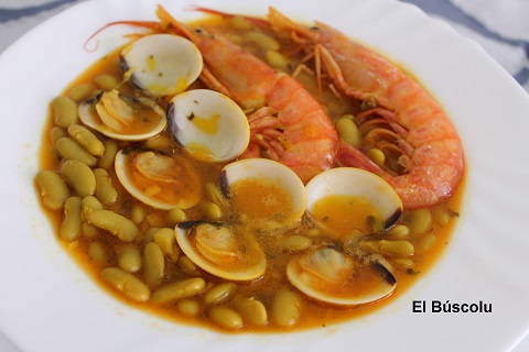 Verdinas con gambón y almejas - Les recetines