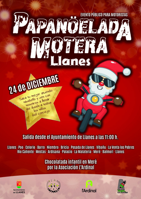 El Ayuntamiento de Llanes, junto al Club Vespa Llanes, organiza una Papanoëlada motera en el concejo. - Concejo de Llanes