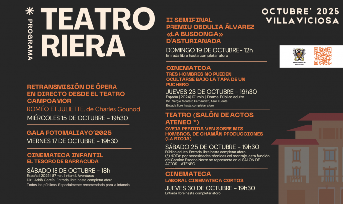 Villaviciosa arranca su agenda cultural de octubre con ópera, teatro contemporáneo y la Gala FotoMaliayo - Concejo de Villaviciosa
