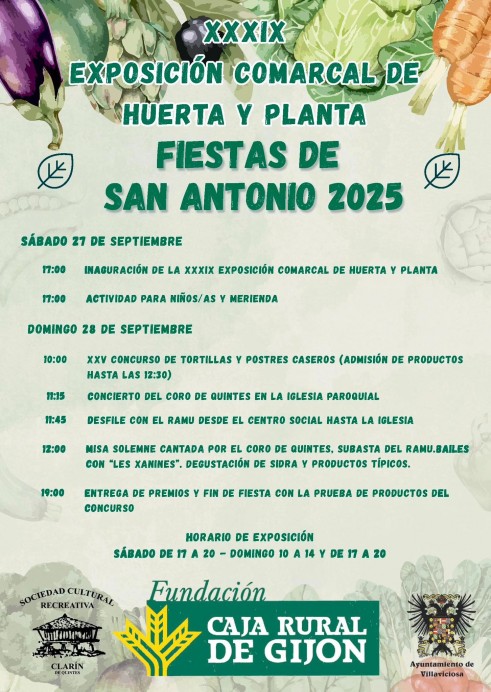 Villaviciosa celebra la XXXIX Exposición Comarcal de Huerta y Planta en las Fiestas de San Antonio 2025 - Concejo de Villaviciosa