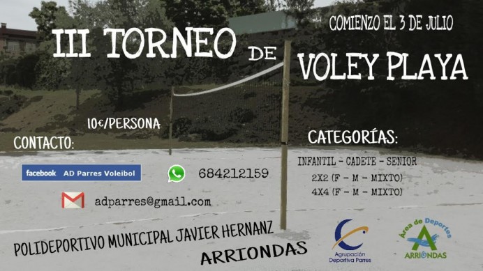 III Torneo de Voley Playa organizado por la Agrupación Deportiva Parres - Concejo de Parres